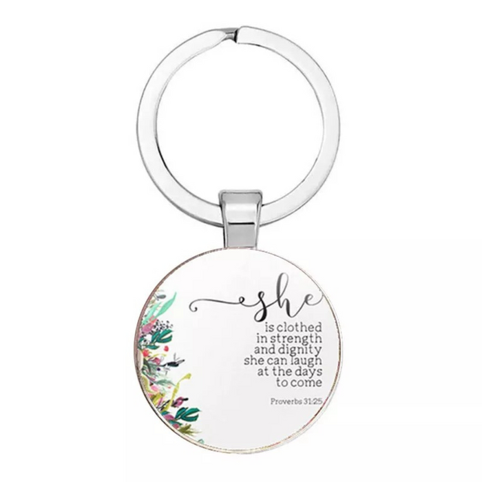 She is Clothed in Strength - Keychain